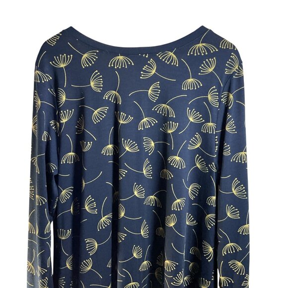 LULAROE Emily Swing Dress Sz XL Dandelion Flower Print Long Sleeve V-Neck Pocket - Picture 5 of 6